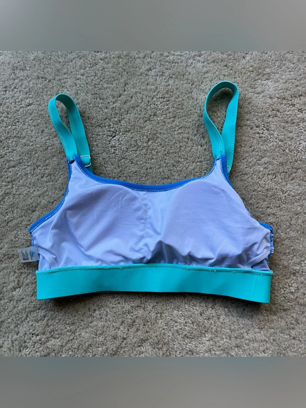 NWOT Jolefille Blue Green Sporty Color-block Padded Bikini Top - Size S